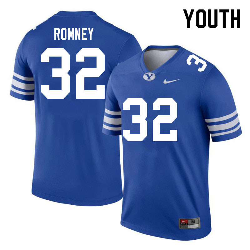 Youth #32 Tate Romney BYU Cougars College Football Jerseys Sale-Royal